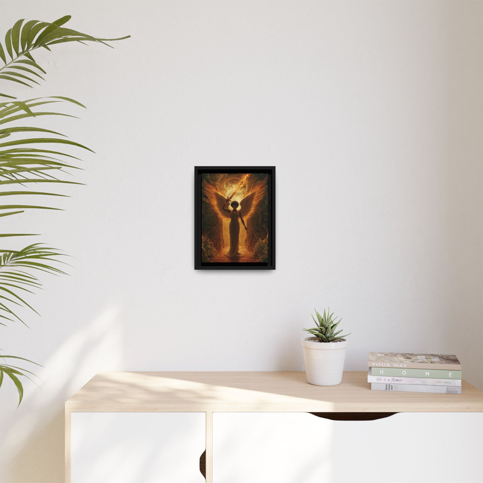 Afrofuturisim Golden Winged Angel Canvas FRAMED 9x12" - Image 3
