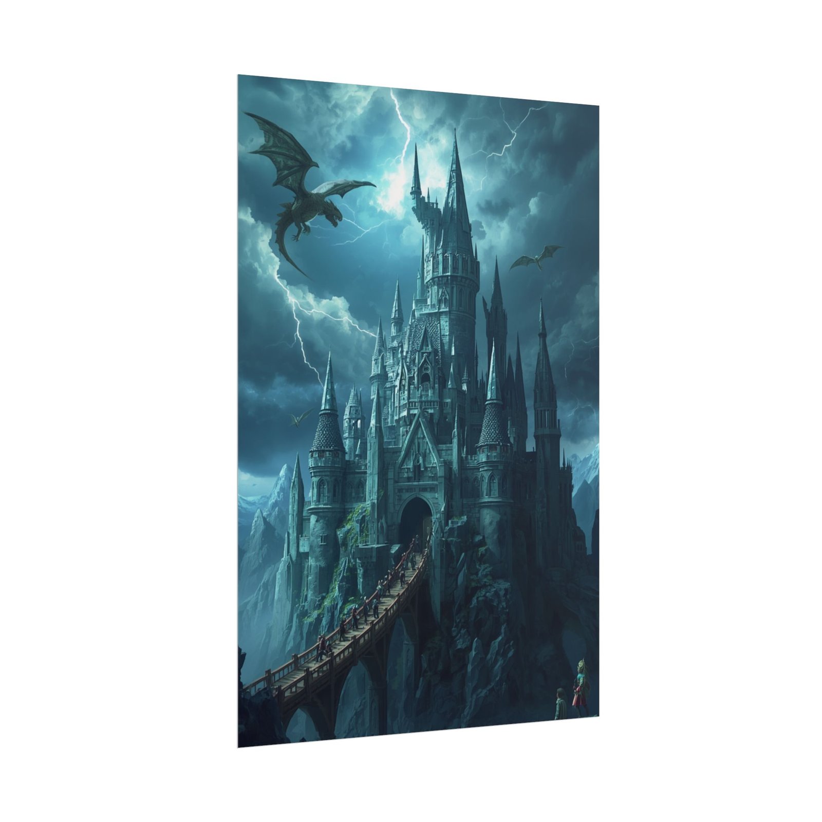 Fantasy Gothic Dragon Castle Rolled Poster - Image 2