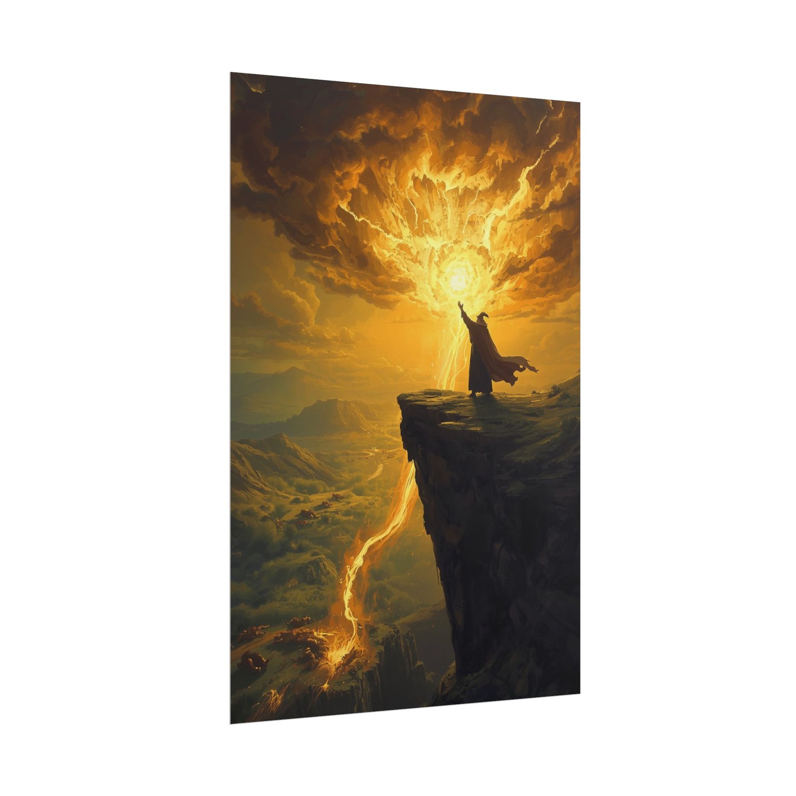 Fantasy Epic Golden Wizard Rolled Poster - Image 2