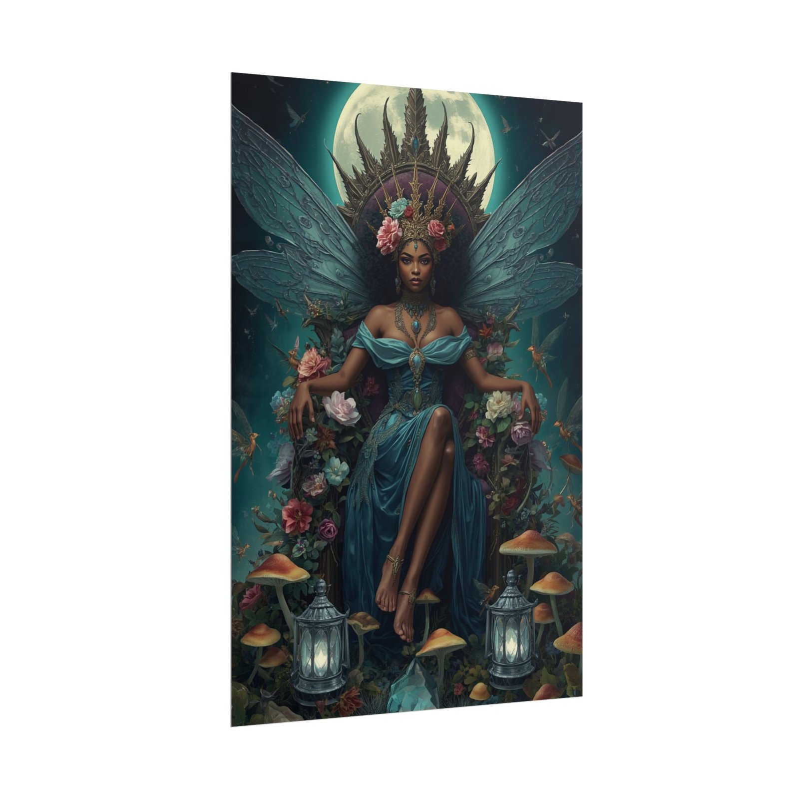 Afrofuturisim Moonlit Fairy Queen Rolled Poster - Image 2