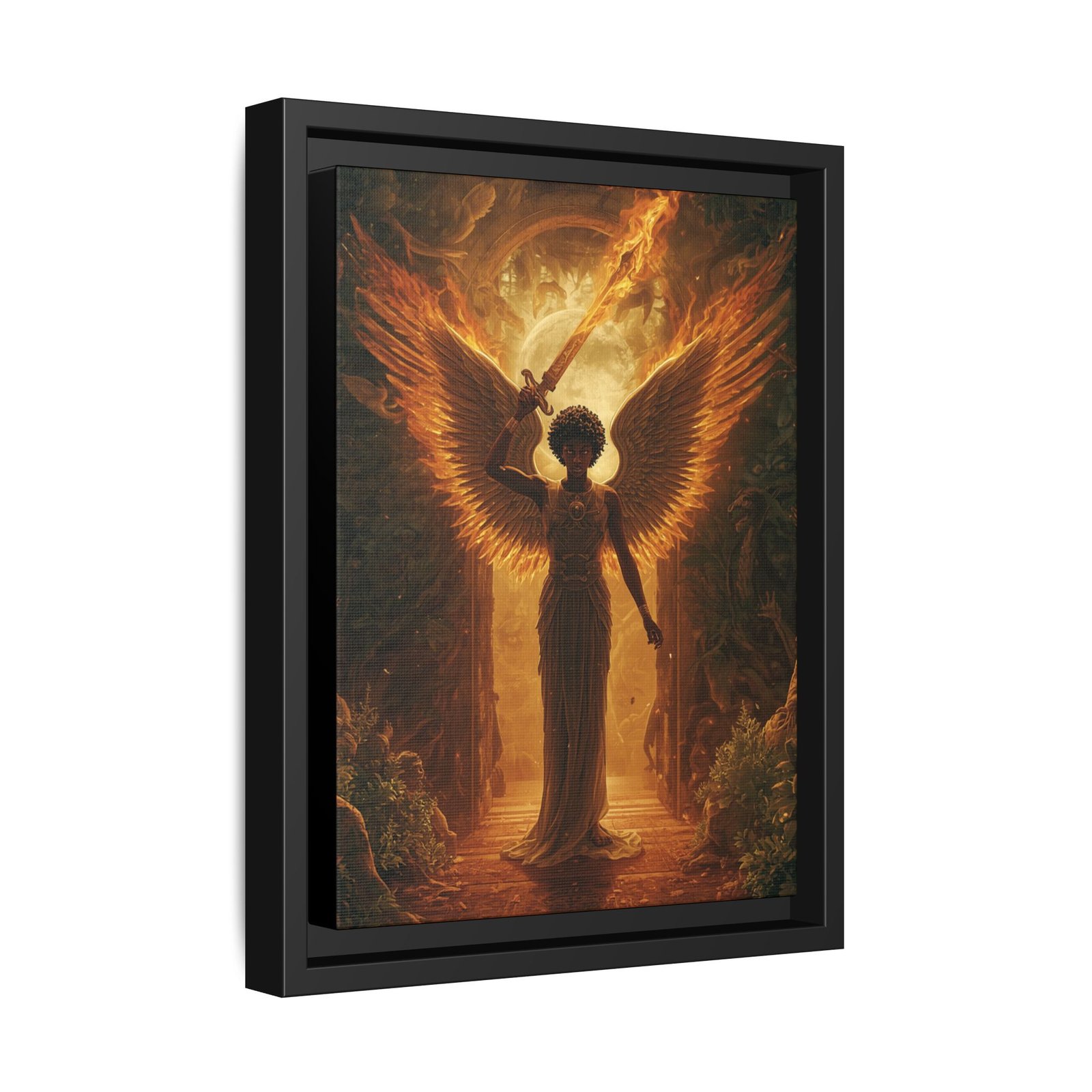 Afrofuturisim Golden Winged Angel Canvas FRAMED 9x12" - Image 2