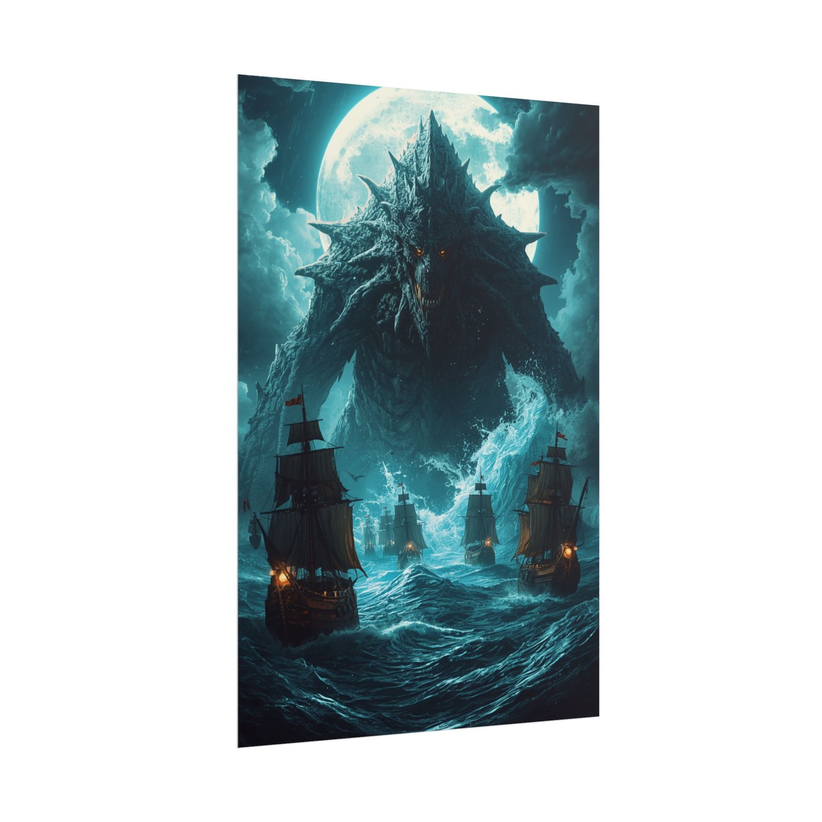 Ship Battle Sea Monster Rolled Poster - Image 2