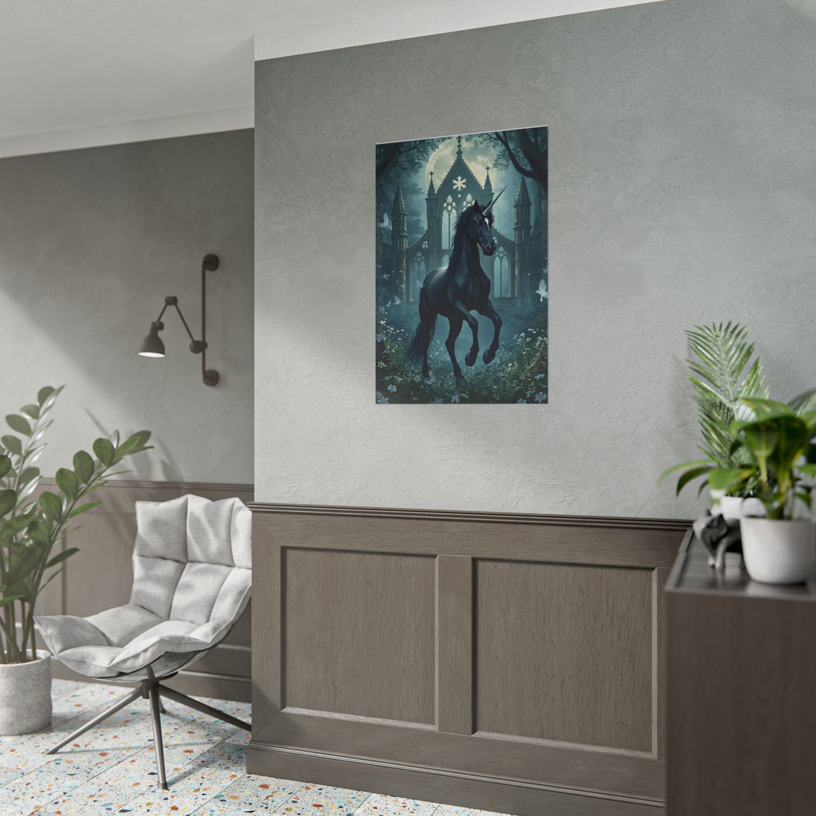 Mystic Black Unicorn Rolled Poster - Image 3