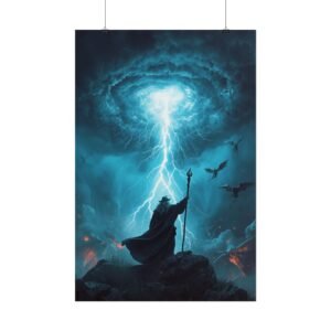 Fantasy Lightning Storm Wizard Rolled Poster