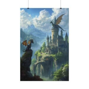 Fantasy Castle with Dragons Rolled Poster