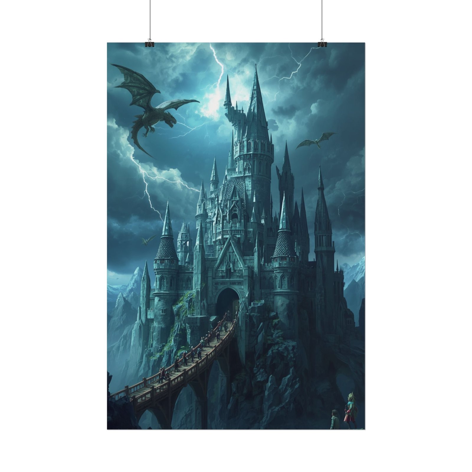 Fantasy Gothic Dragon Castle Rolled Poster