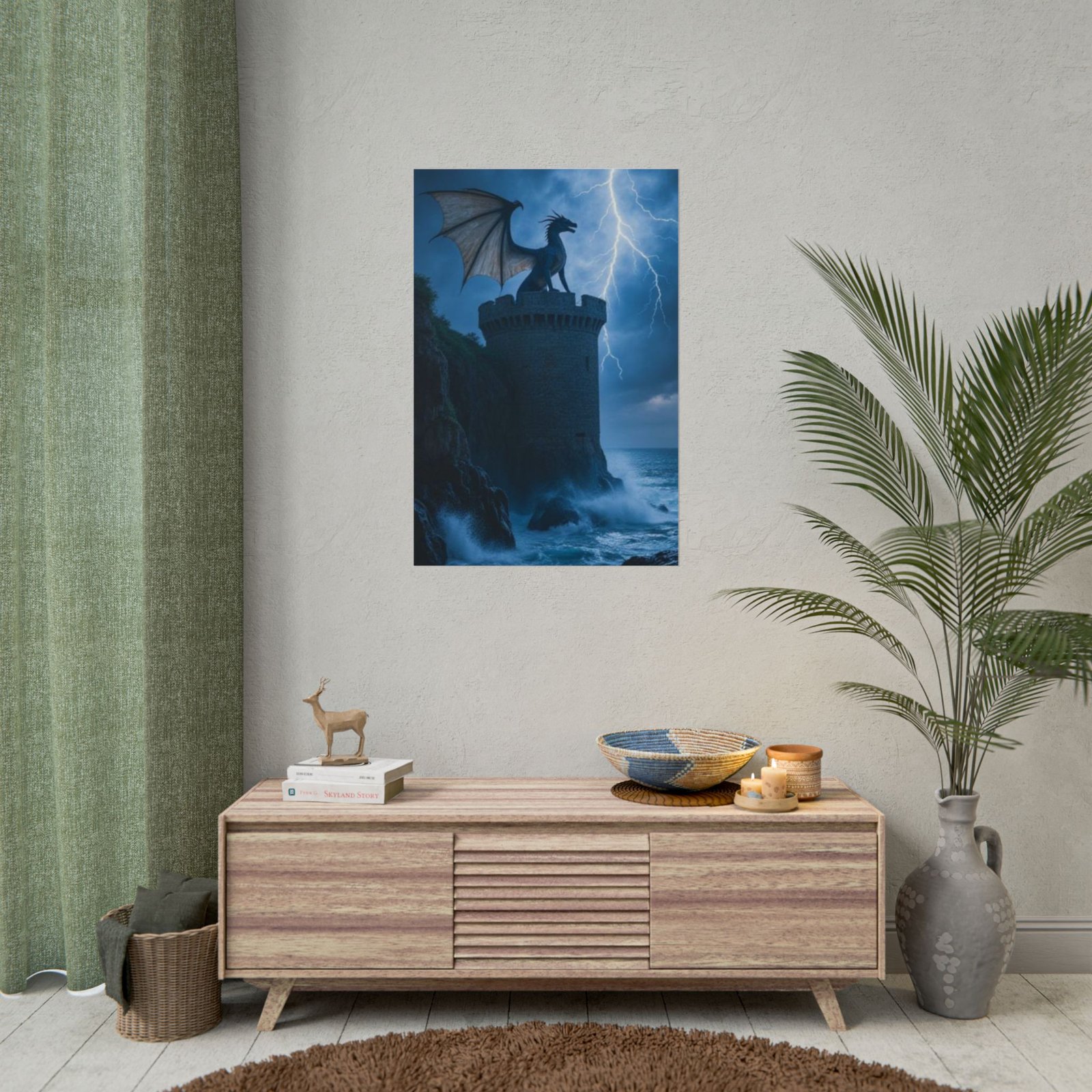 Dragon on Storm Tower Rolled Poster - Image 4