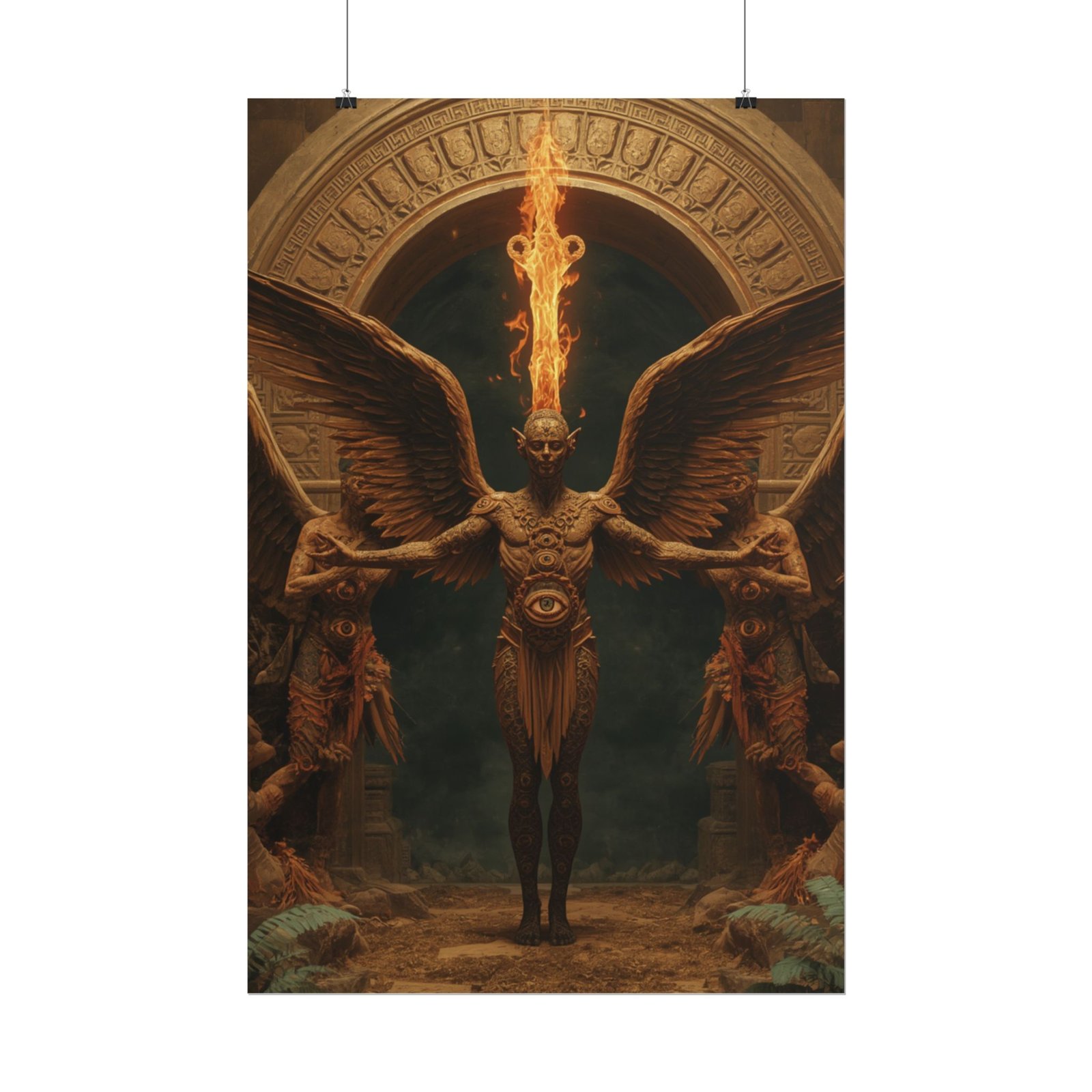 Dark Fantasy Flame Angel Rolled Poster