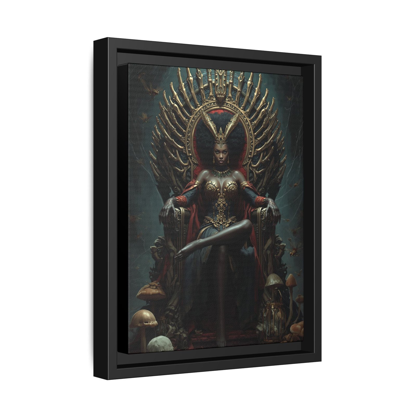 Afrofuturisim Iron Throne Majesty Canvas, FRAMED 9x12" - Image 2