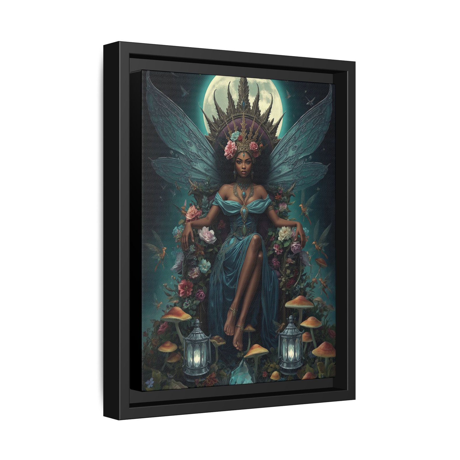 Afrofuturism Moonlit Fairy Queen Canvas, Framed 9x12" - Image 2