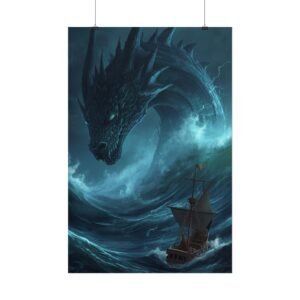 Fantasy Stormy Sea Dragon Rolled Poster