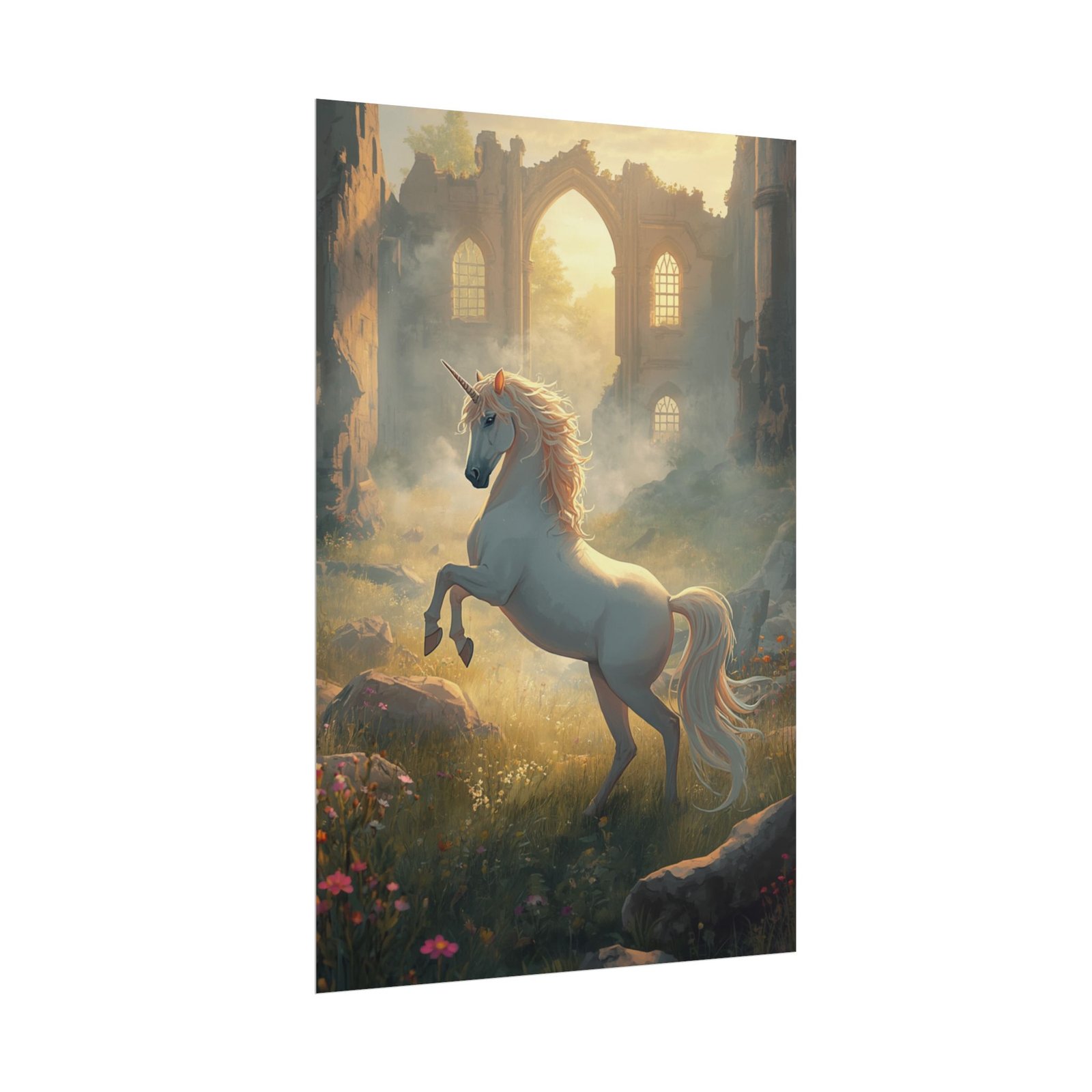 Fantasy Ruins Unicorn Rolled Poster - Image 2