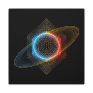 Geometric Neon Hexagon Sphere Canvas 12x12"