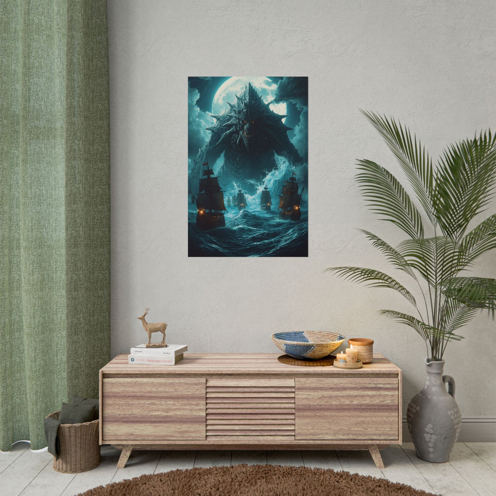 Ship Battle Sea Monster Rolled Poster - Image 4
