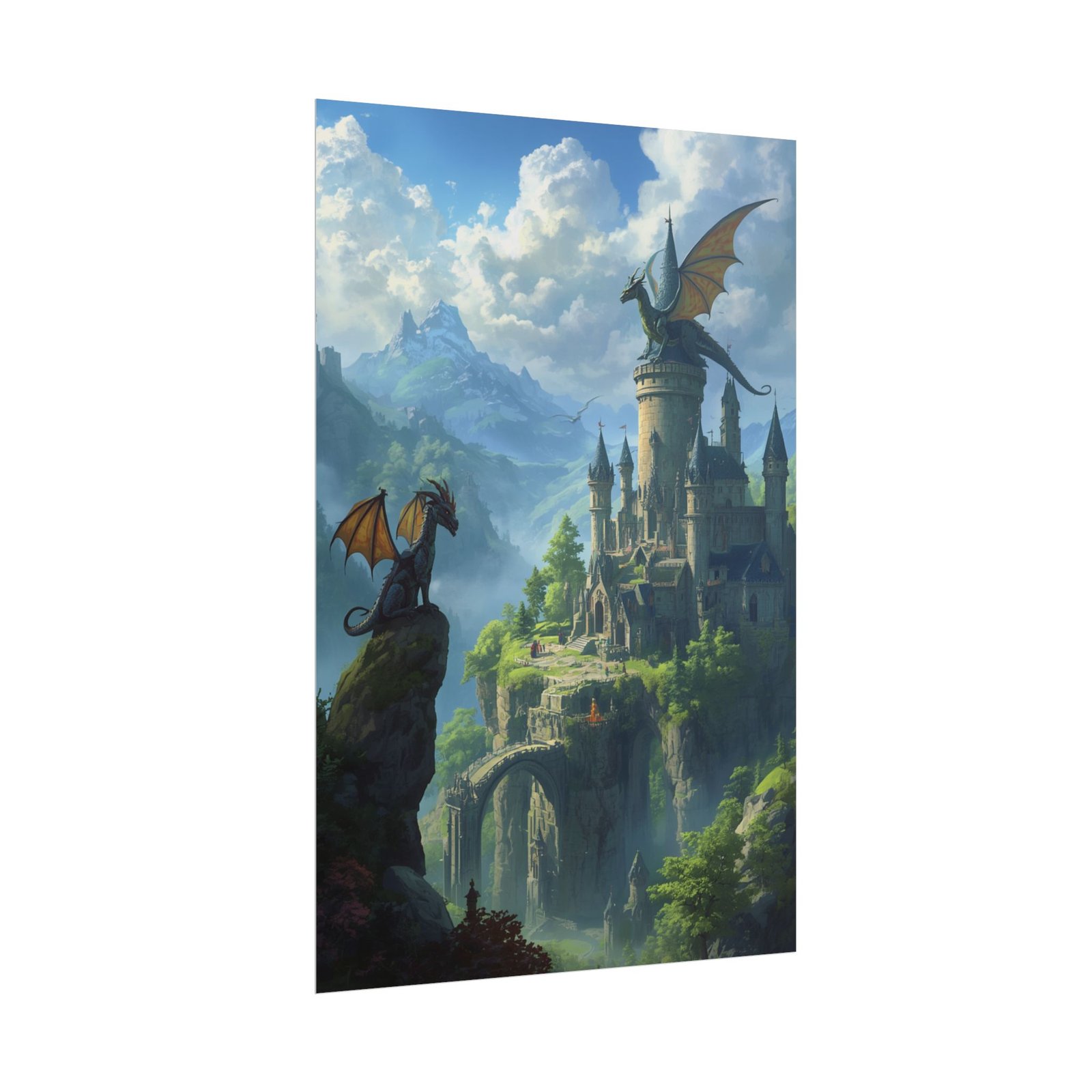 Fantasy Castle with Dragons Rolled Poster - Image 2