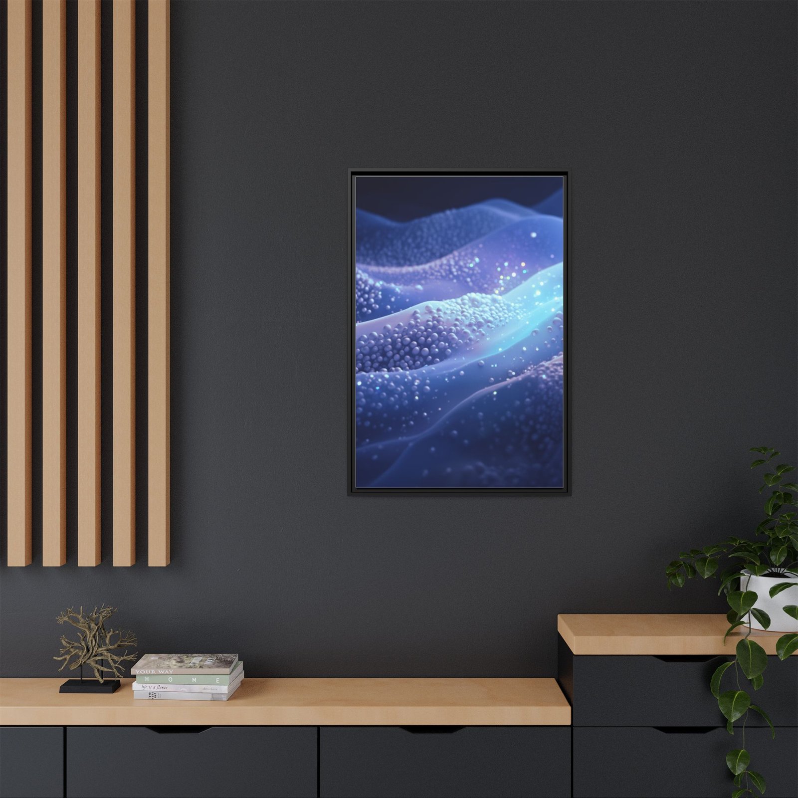IS_6915 Abstract Blue Wave Landscape Matte Canvas Framed 24x36" - Image 4