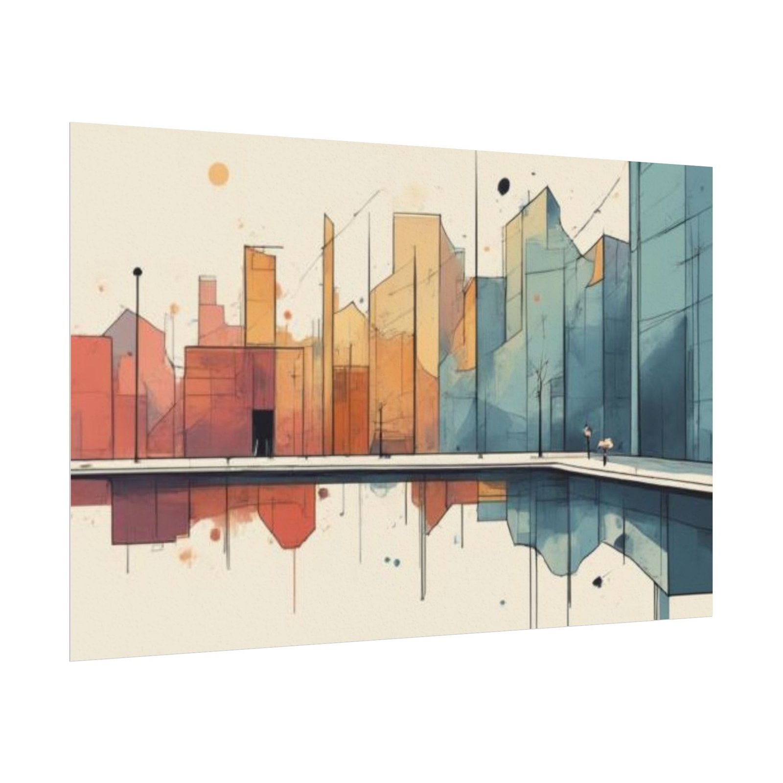 Abstract Textured Watercolor Cityscape Poster #31 - Image 3