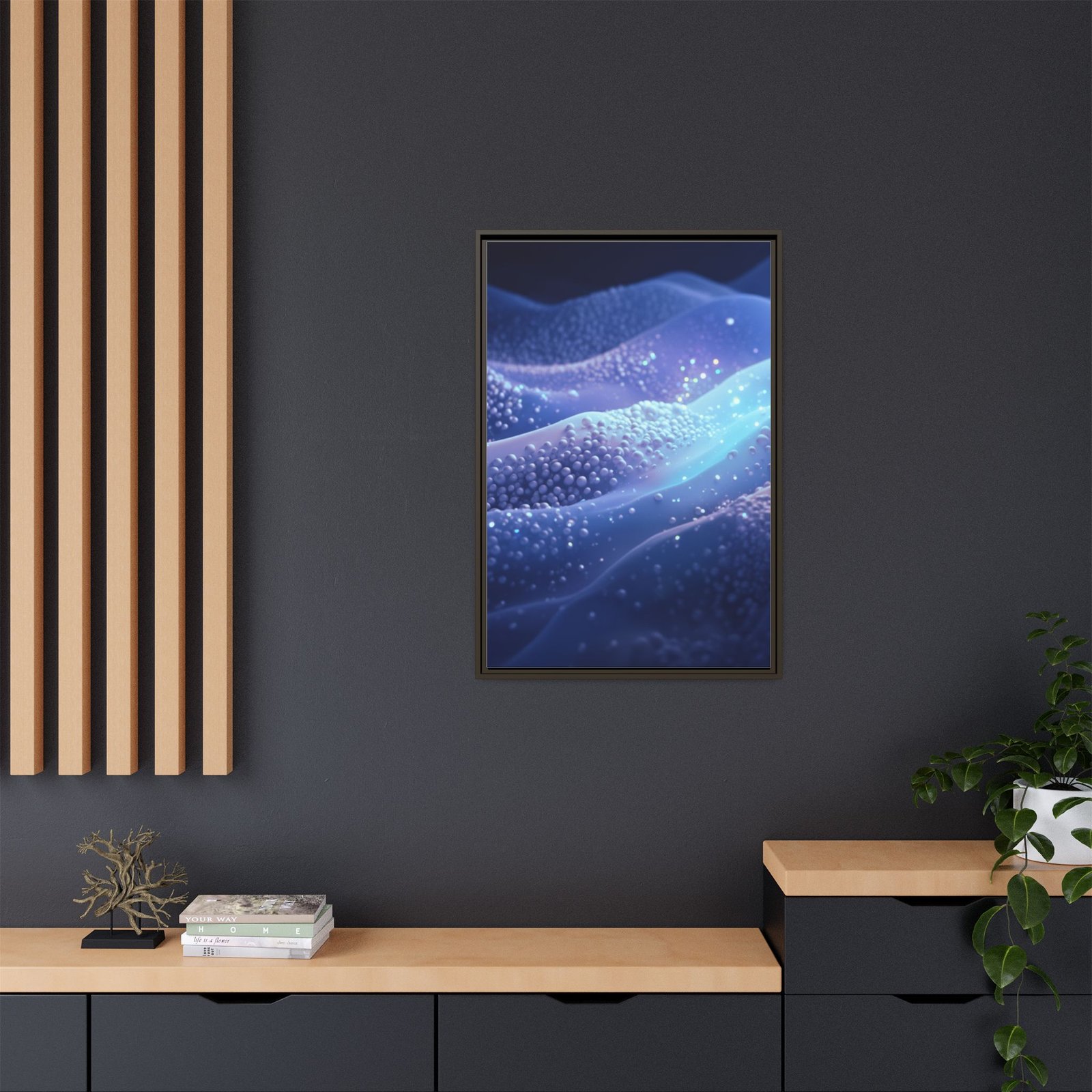 IS_6915 Abstract Blue Wave Landscape Matte Canvas Framed 24x36" - Image 12