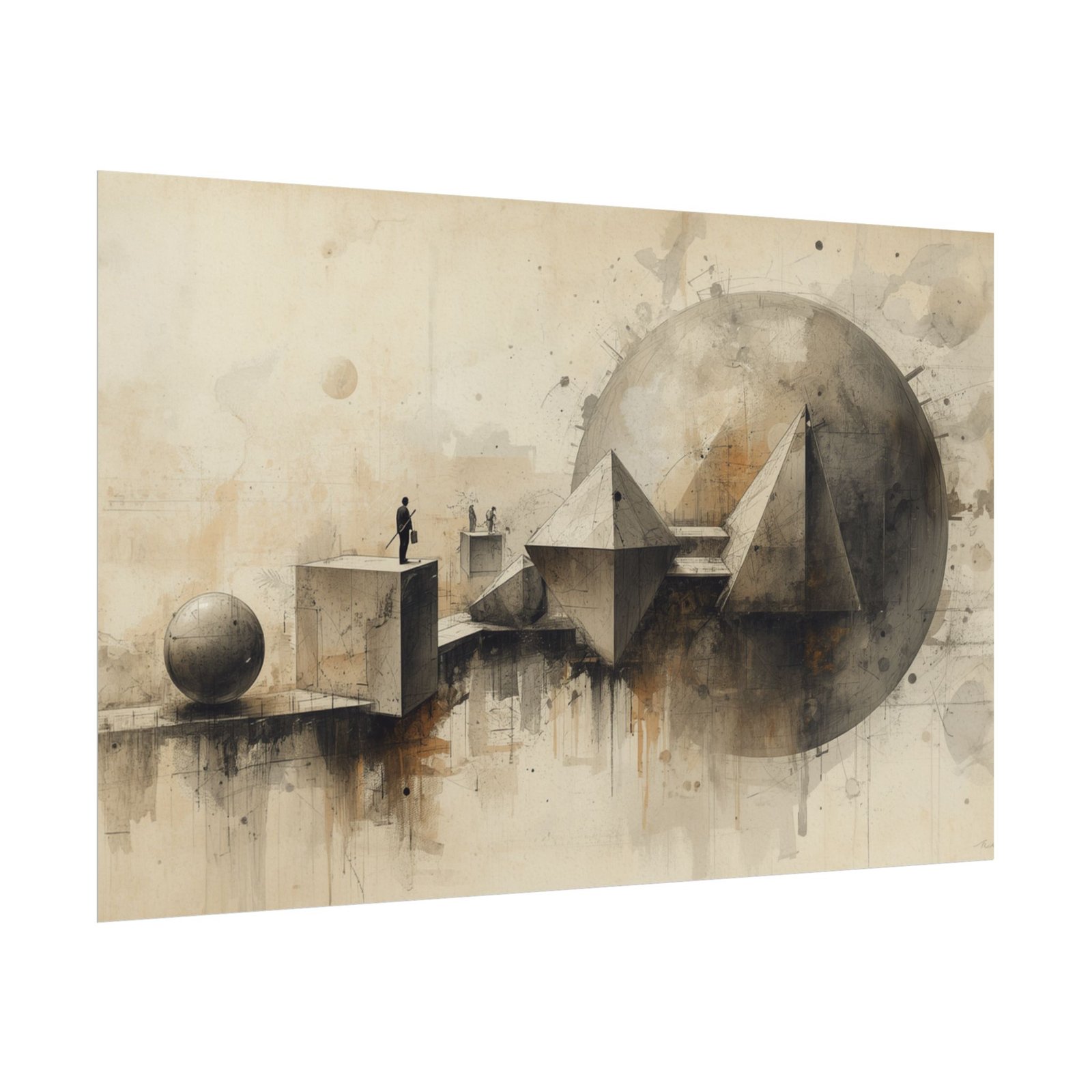 11x17" Abstract Geometric Textured Watercolor Poster #19 - Image 3