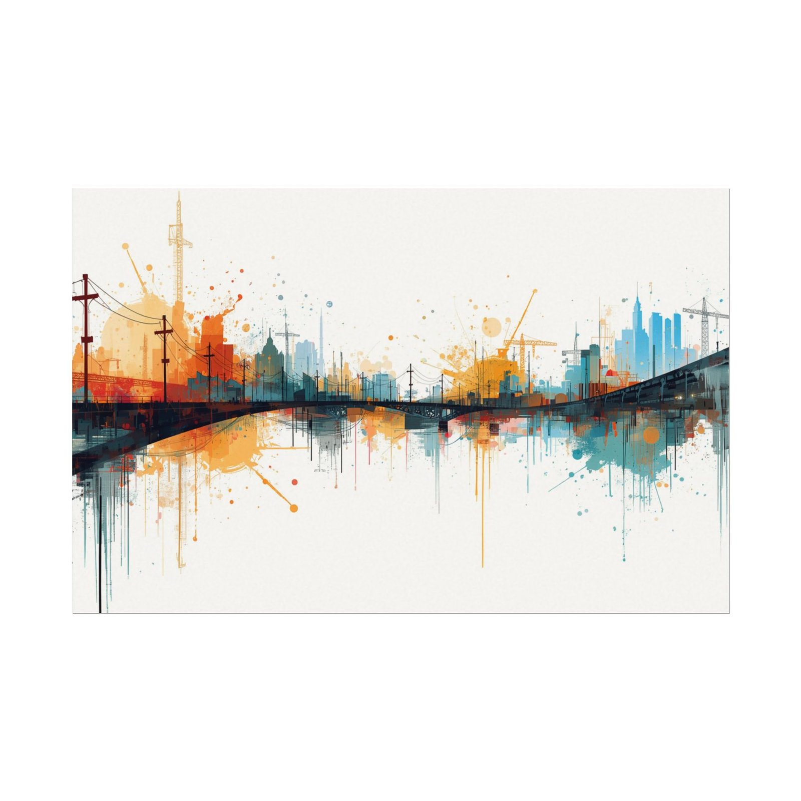 Abstract Geometric Cityscape Watercolor Poster #39