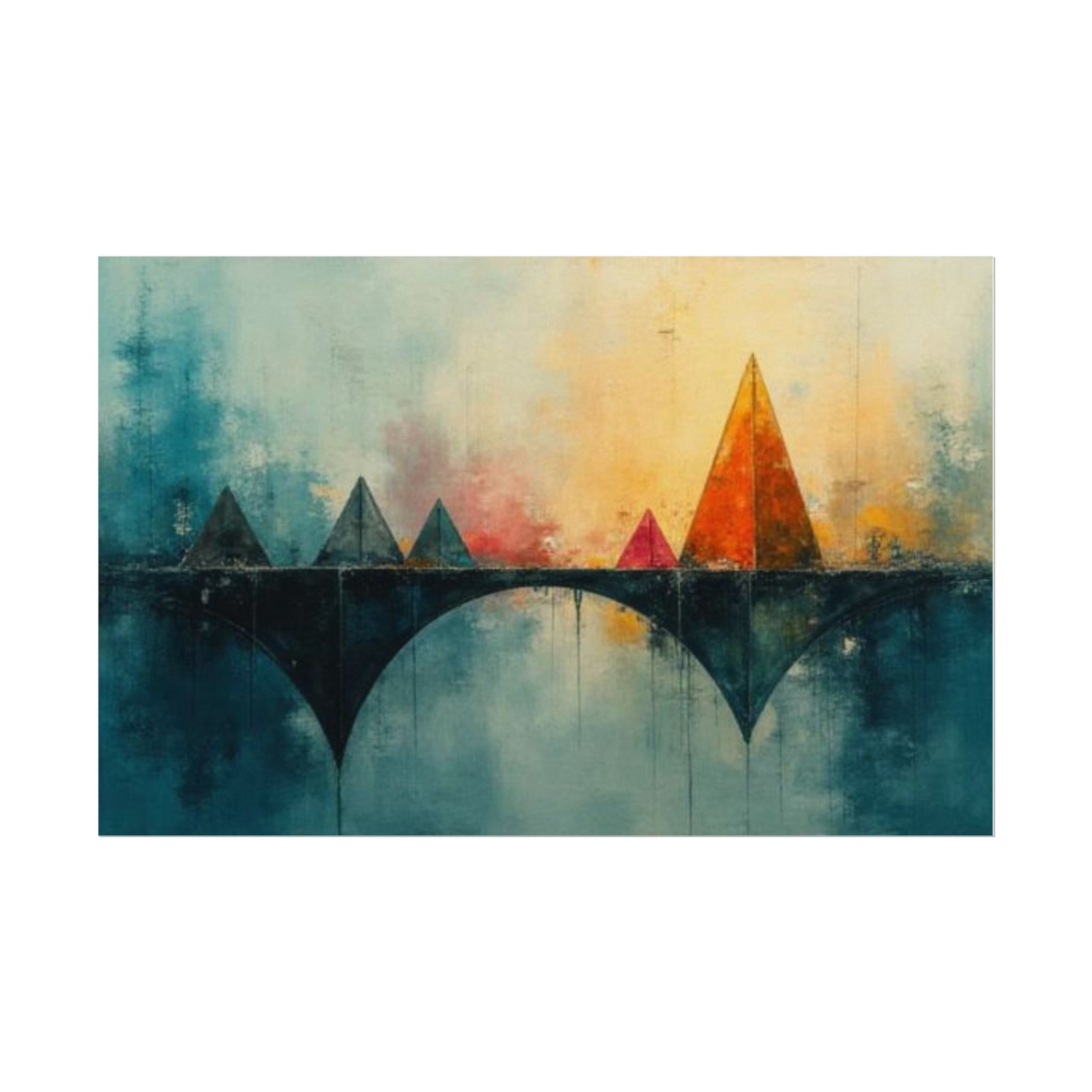 Abstract Textured Watercolor Bridge Poster #28— Textured Matte Wall Art