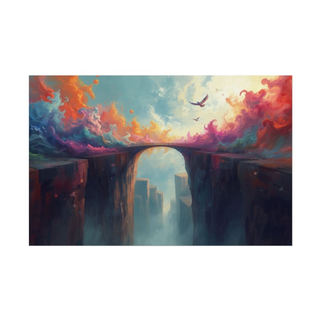 Surreal Textured Watercolor Bridge Poster #33— Textured Matte Art Print
