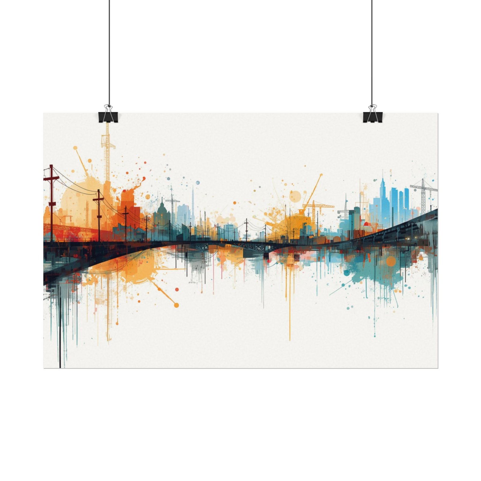 Abstract Geometric Cityscape Watercolor Poster #39 - Image 2