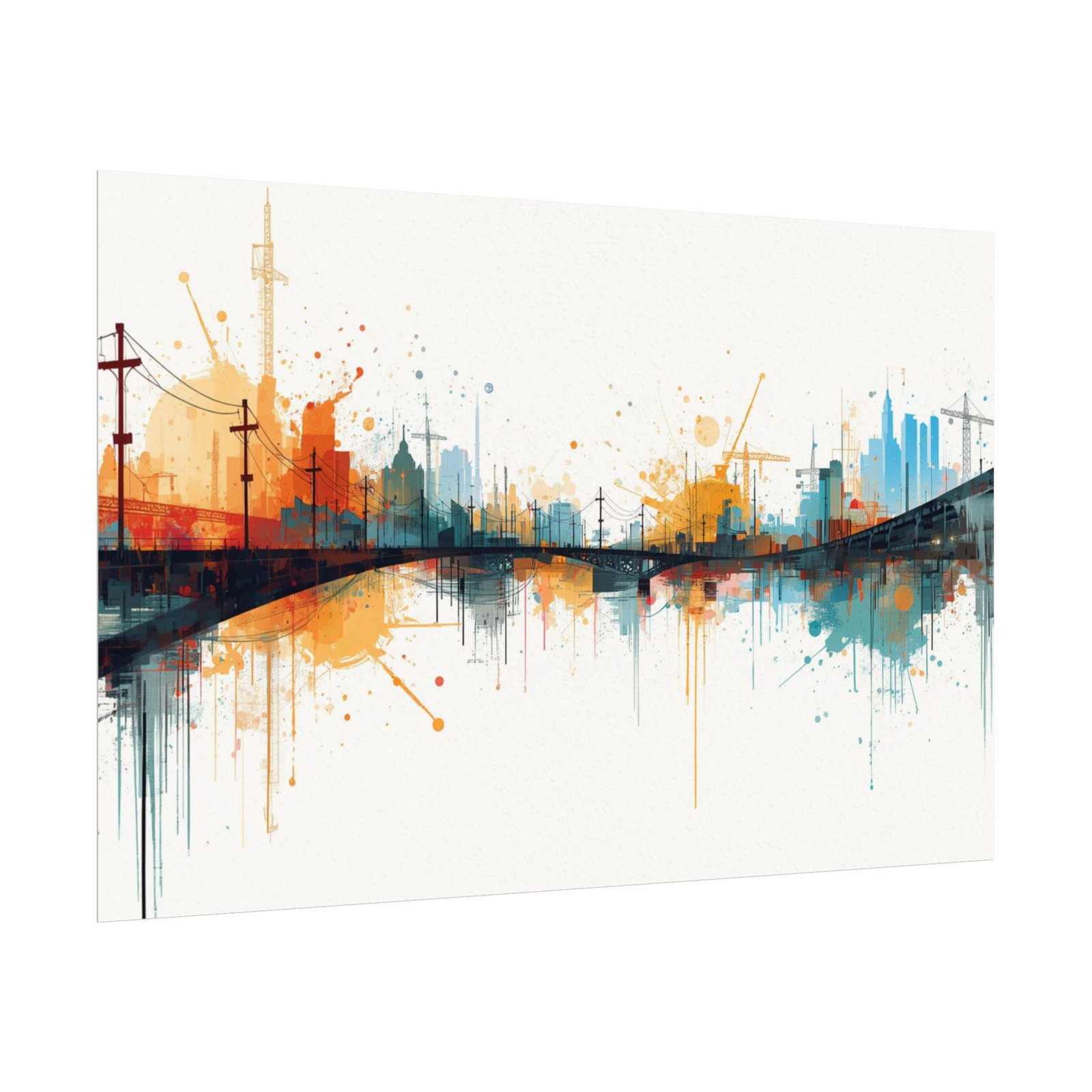 Abstract Geometric Cityscape Watercolor Poster #39 - Image 3