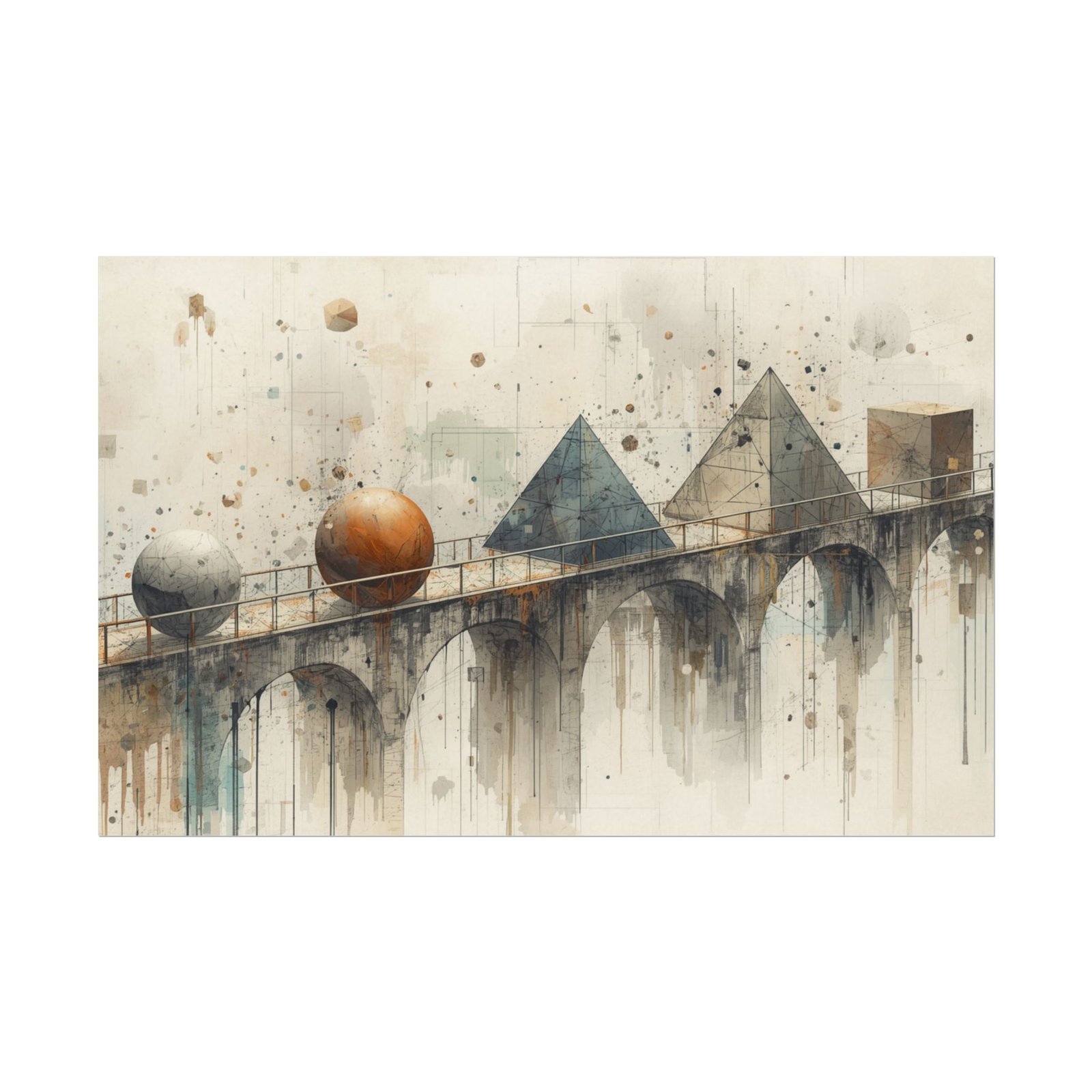 Abstract Geometric Textured Watercolor Poster #21 — Textured Matte Wall Art
