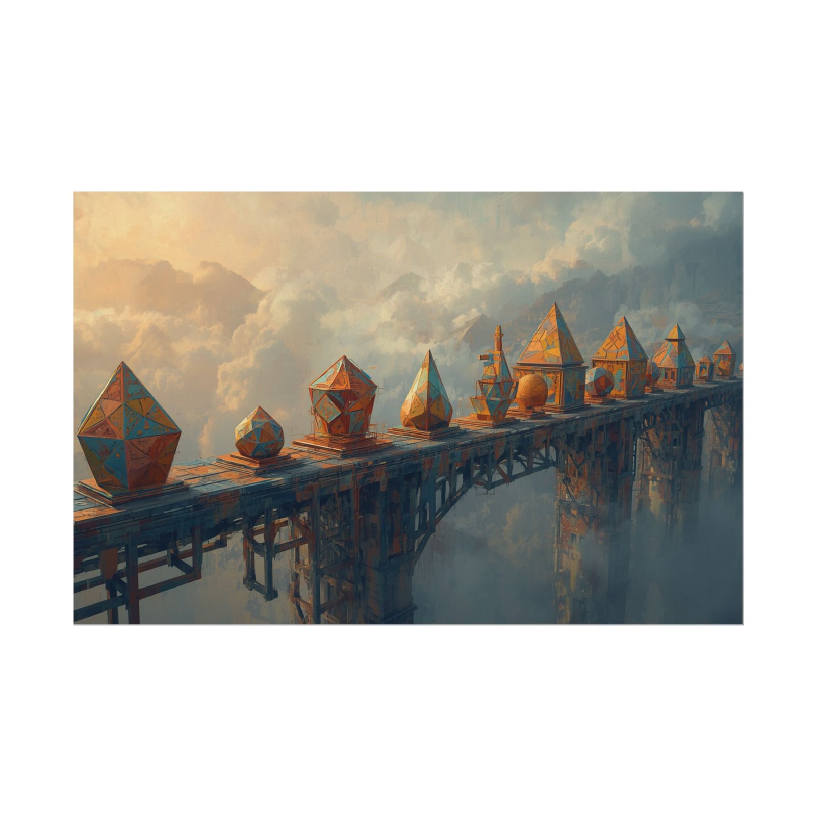 Surreal Geometric Textured Watercolor Poster #35