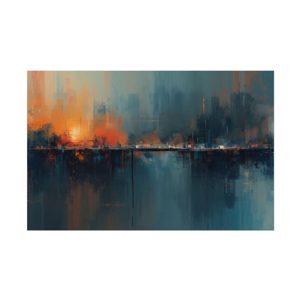 Abstract Geometric Watercolor Cityscape Poster #40