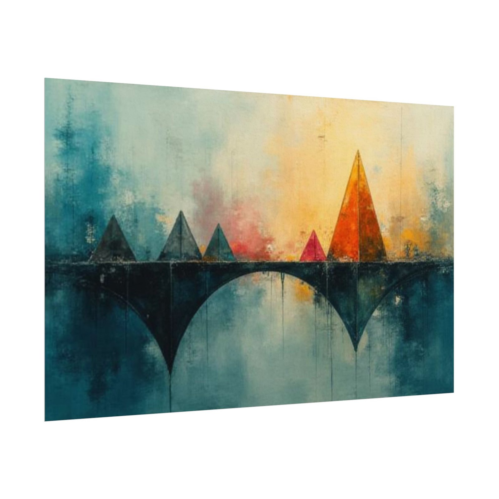 Abstract Textured Watercolor Bridge Poster #28— Textured Matte Wall Art - Image 3