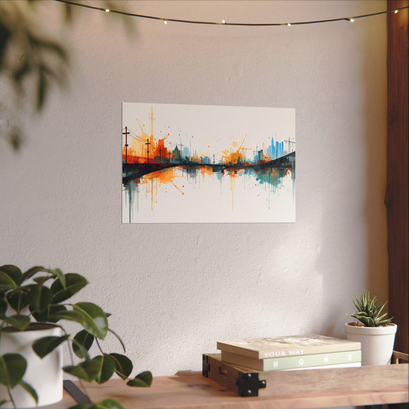 Abstract Geometric Cityscape Watercolor Poster #39 - Image 5