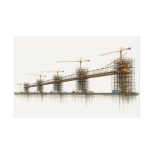 Construction Crane Textured Watercolor Poster #49