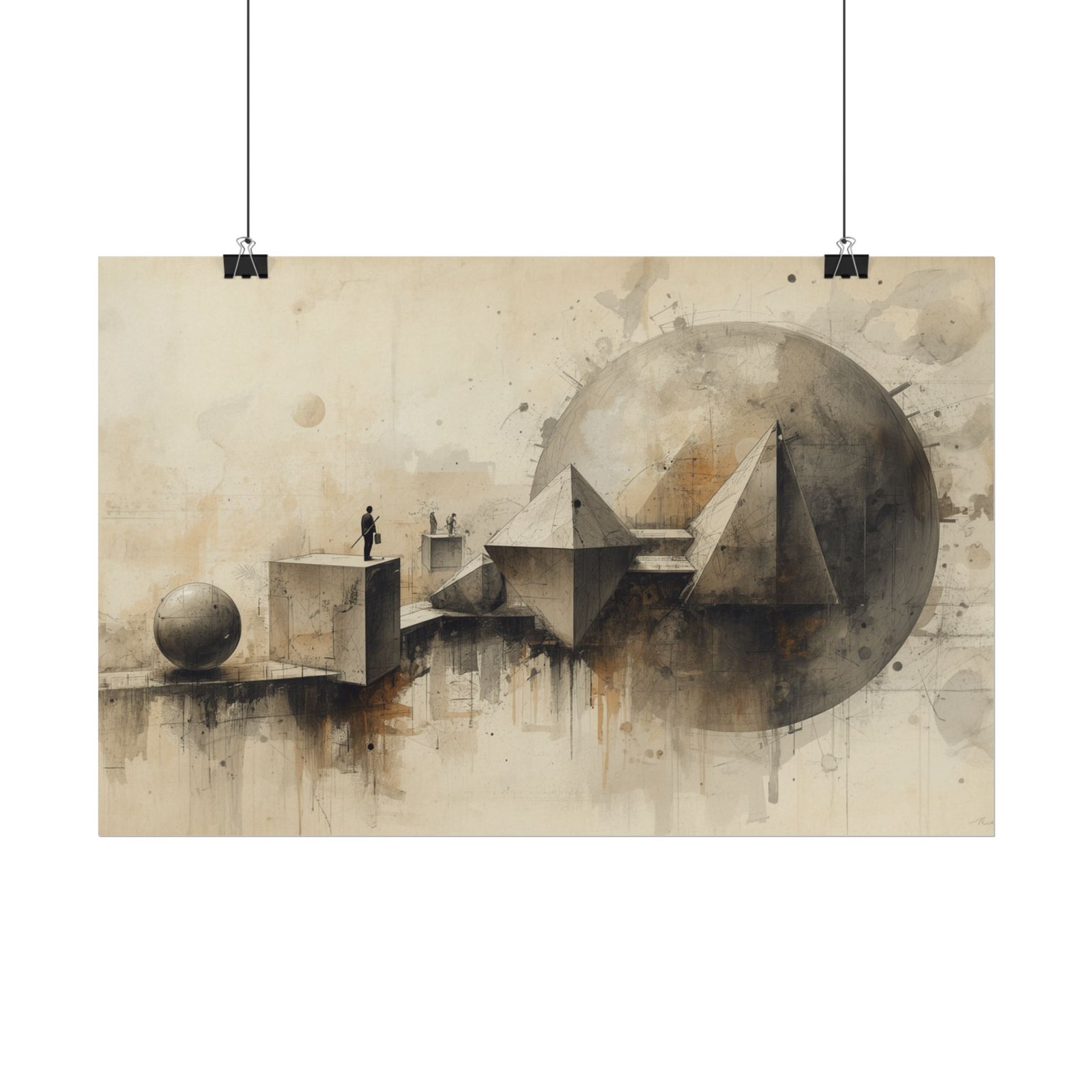 11x17" Abstract Geometric Textured Watercolor Poster #19 - Image 2