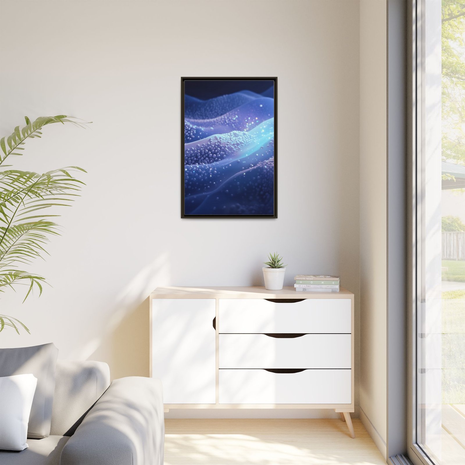 IS_6915 Abstract Blue Wave Landscape Matte Canvas Framed 24x36" - Image 11