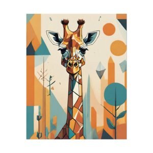Geometric Giraffe Watercolor Poster — Textured Matte Animal Wall Art