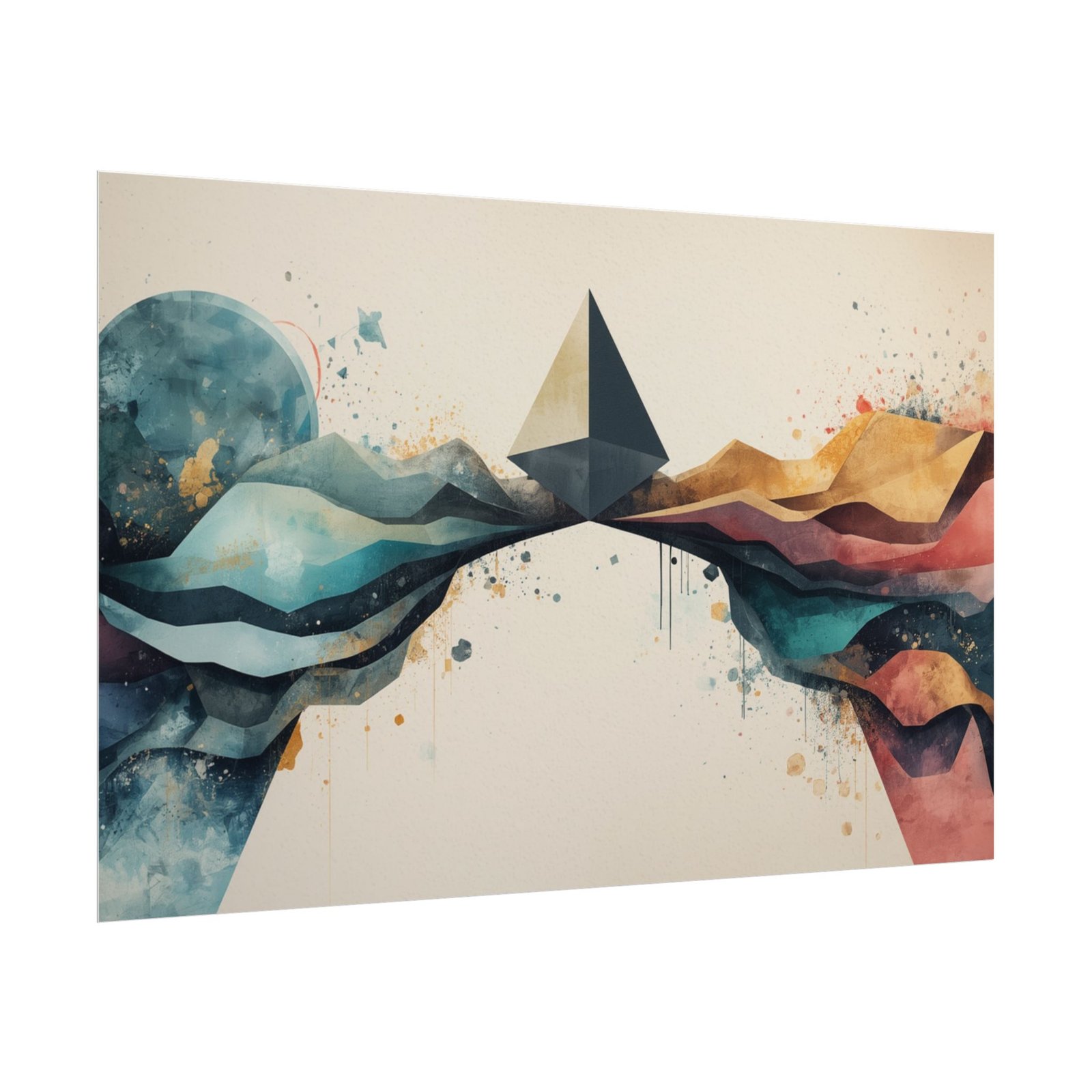 Abstract Geometric Textured Watercolor Matte Poster #4 - Image 3