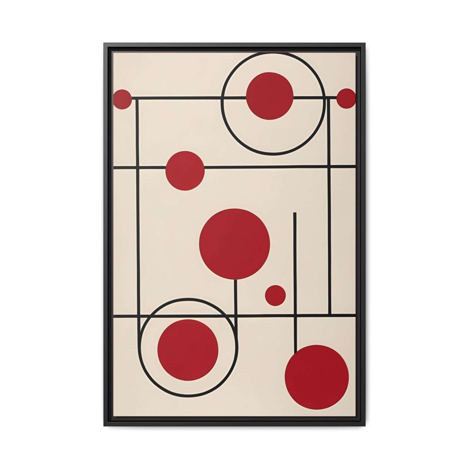 Suprematism Red Circles Modern Abstract Canvas FRAMED 24x36"