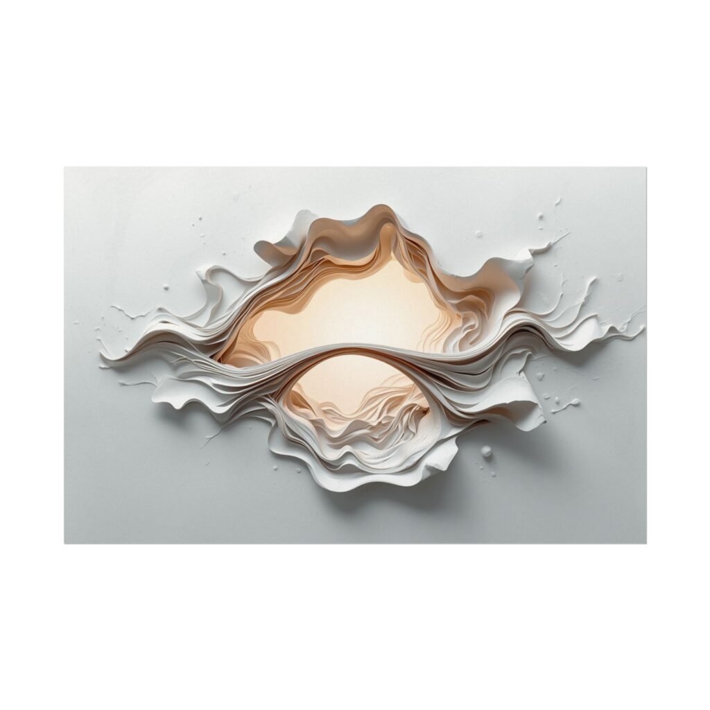Abstract Textured Watercolor Matte Poster #32 — Neutral Wave Landscape Art Print