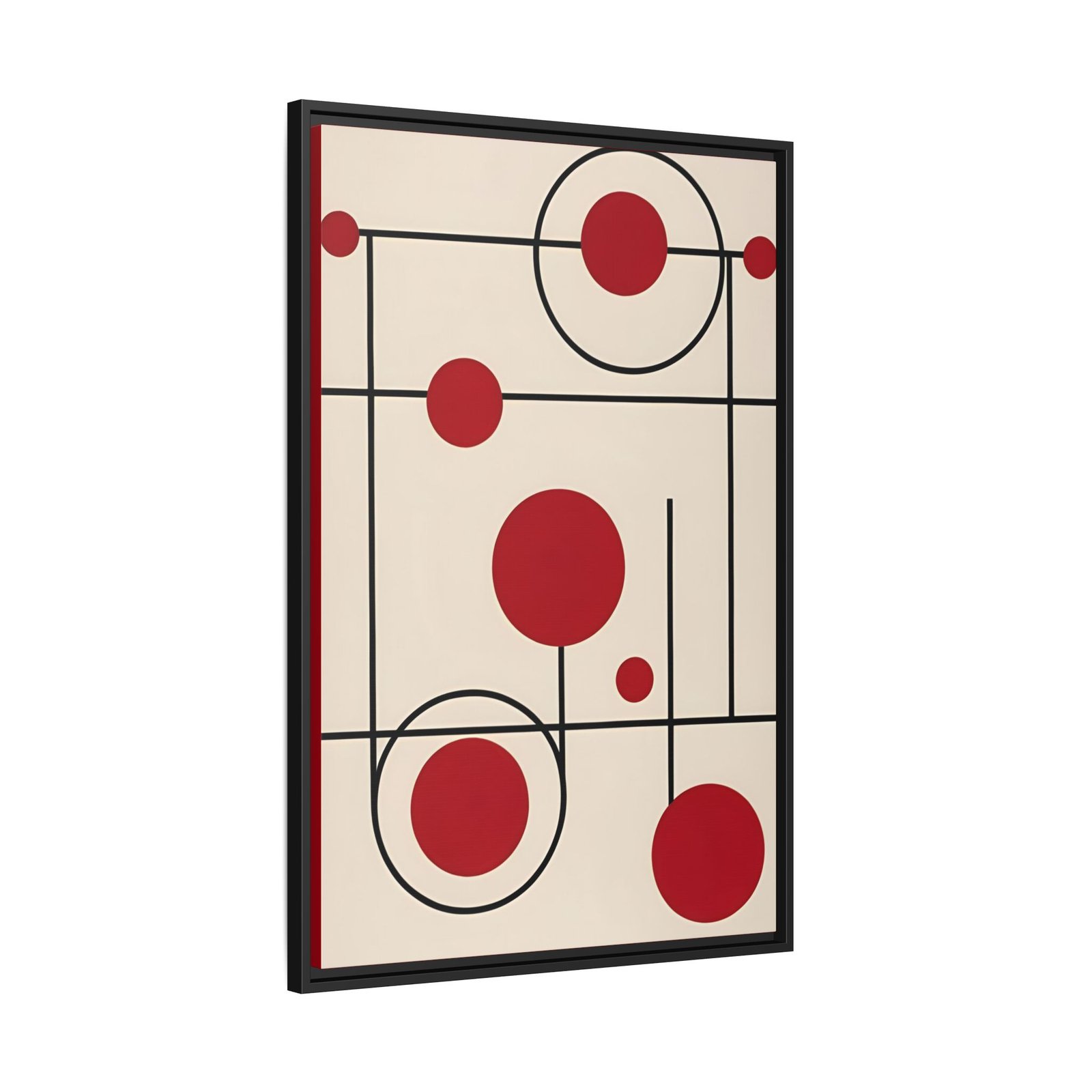 Suprematism Red Circles Modern Abstract Canvas FRAMED 24x36" - Image 2