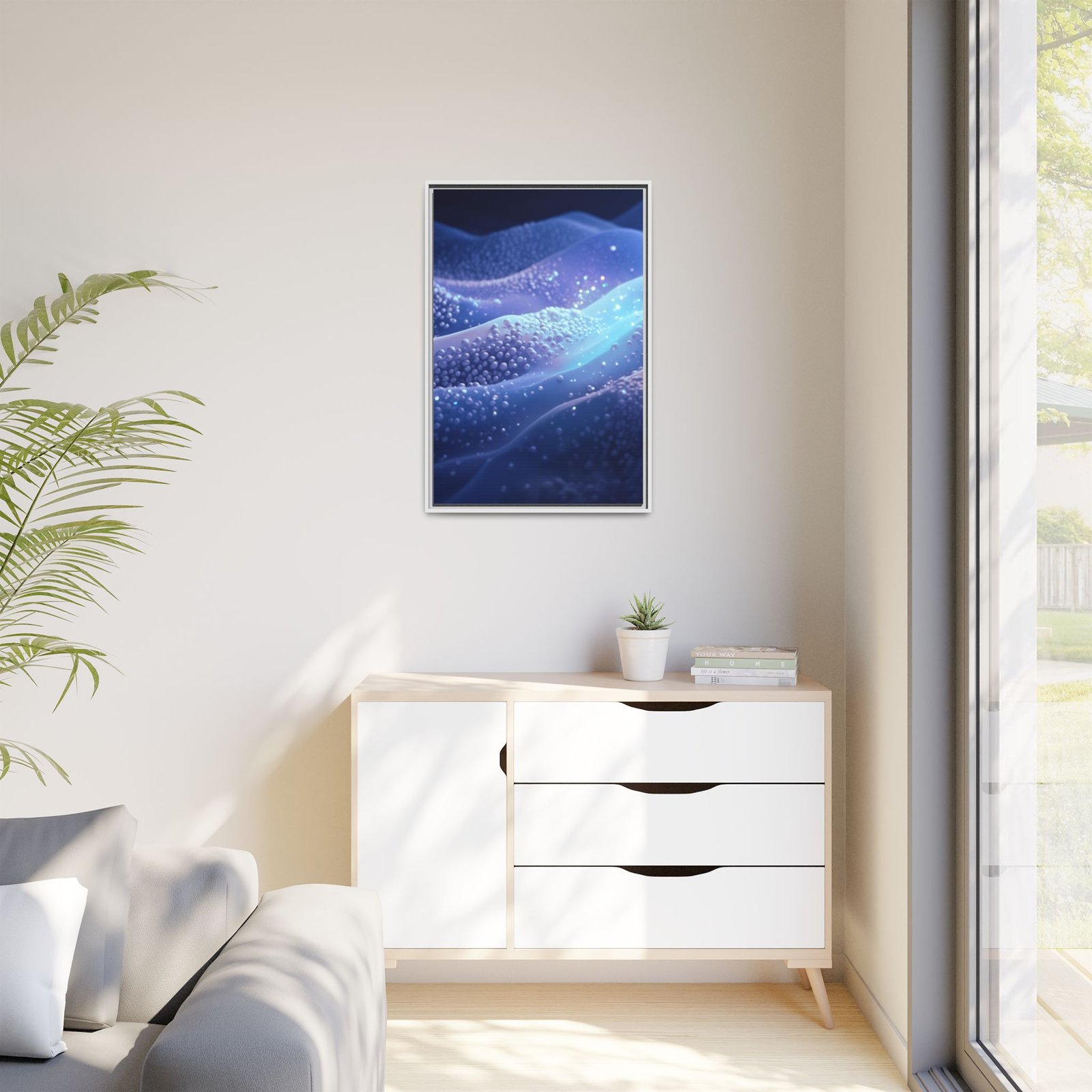 IS_6915 Abstract Blue Wave Landscape Matte Canvas Framed 24x36" - Image 15