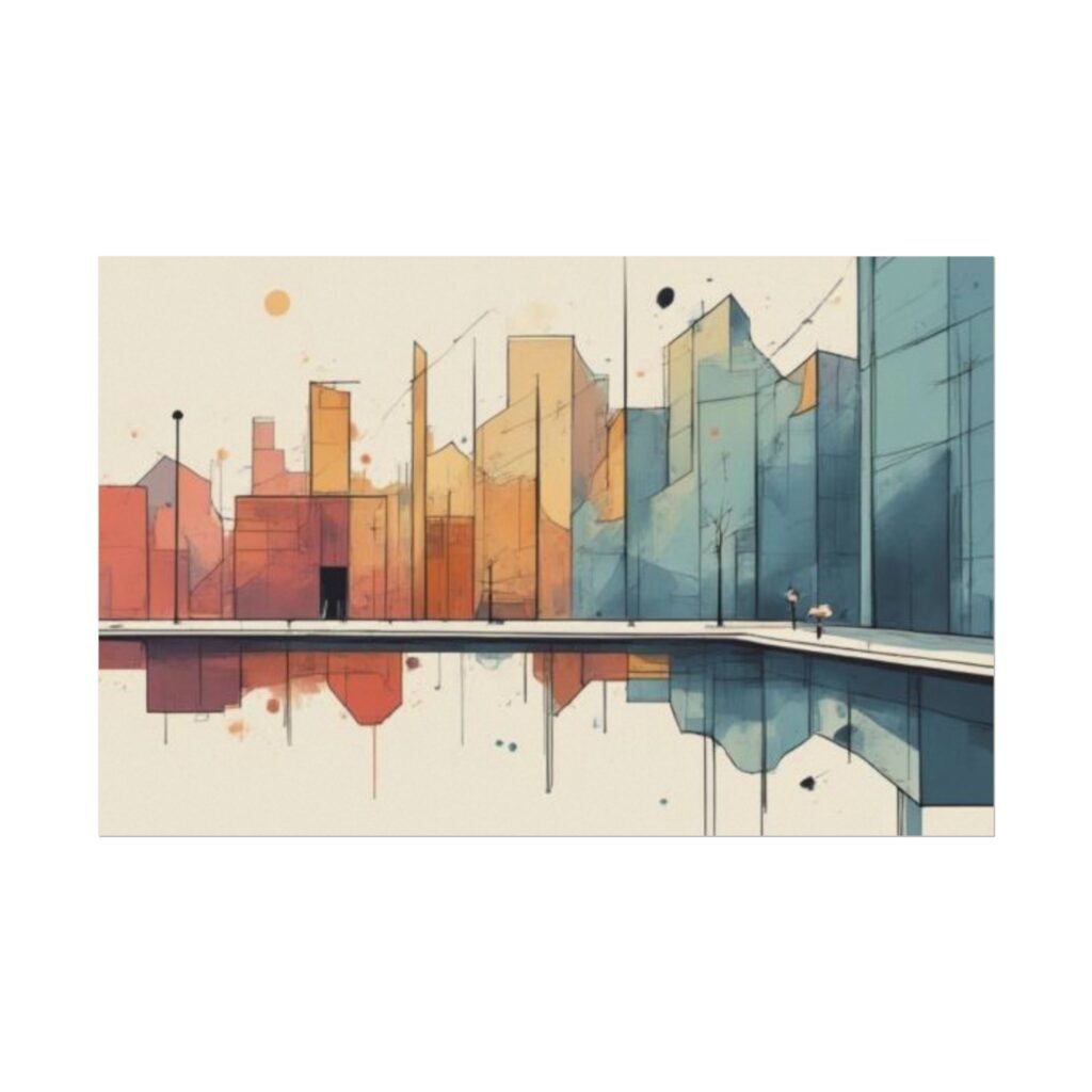 Abstract Textured Watercolor Cityscape Poster #31.