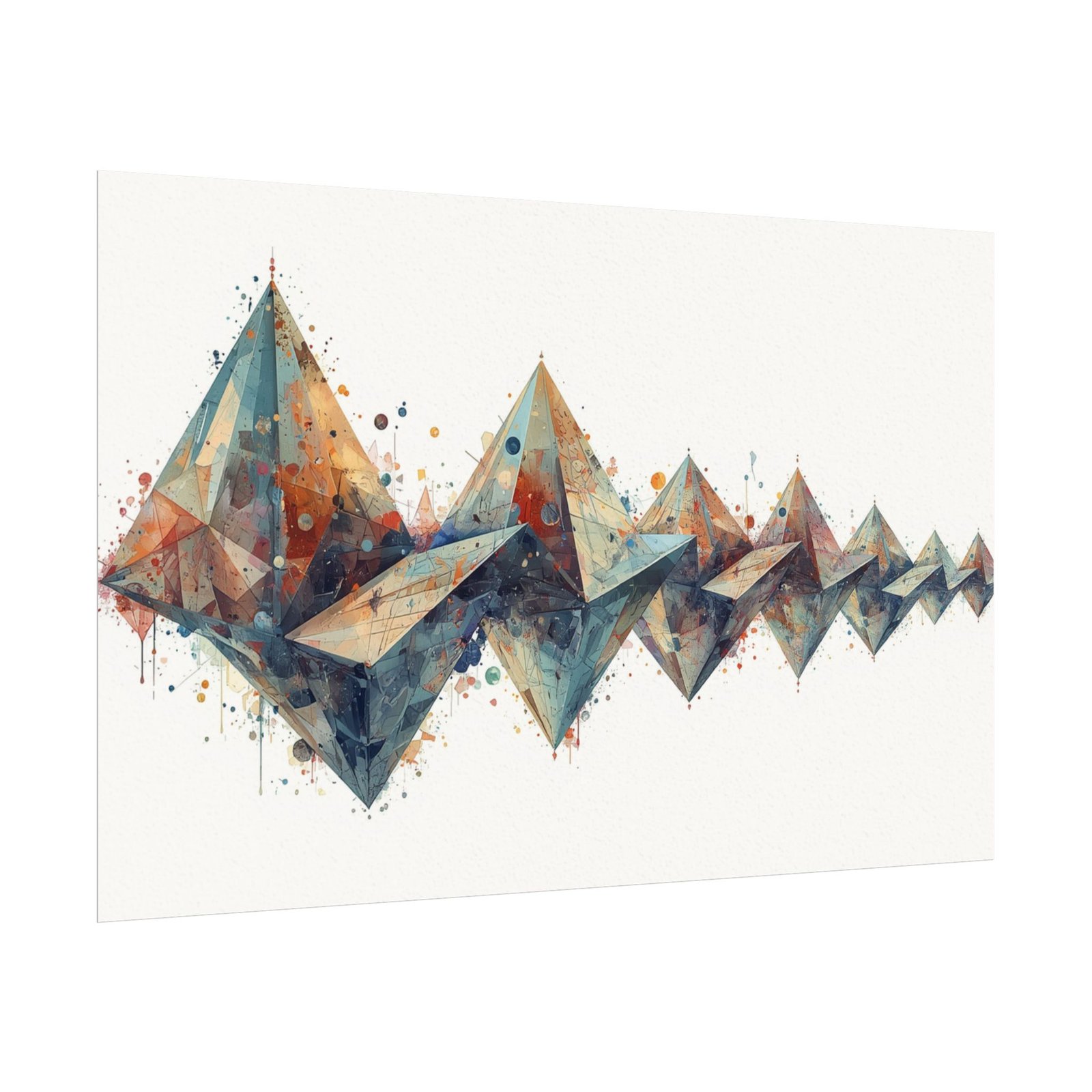 Abstract Geometric Watercolor Bridge Textured Matte Art Print - Image 3