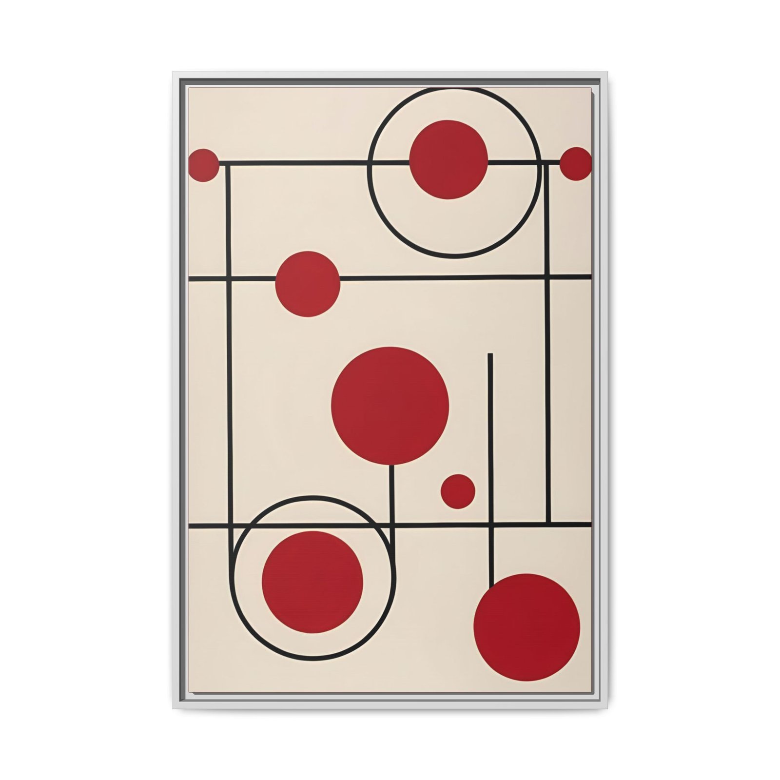 Suprematism Red Circles Modern Abstract Canvas FRAMED 24x36" - Image 5