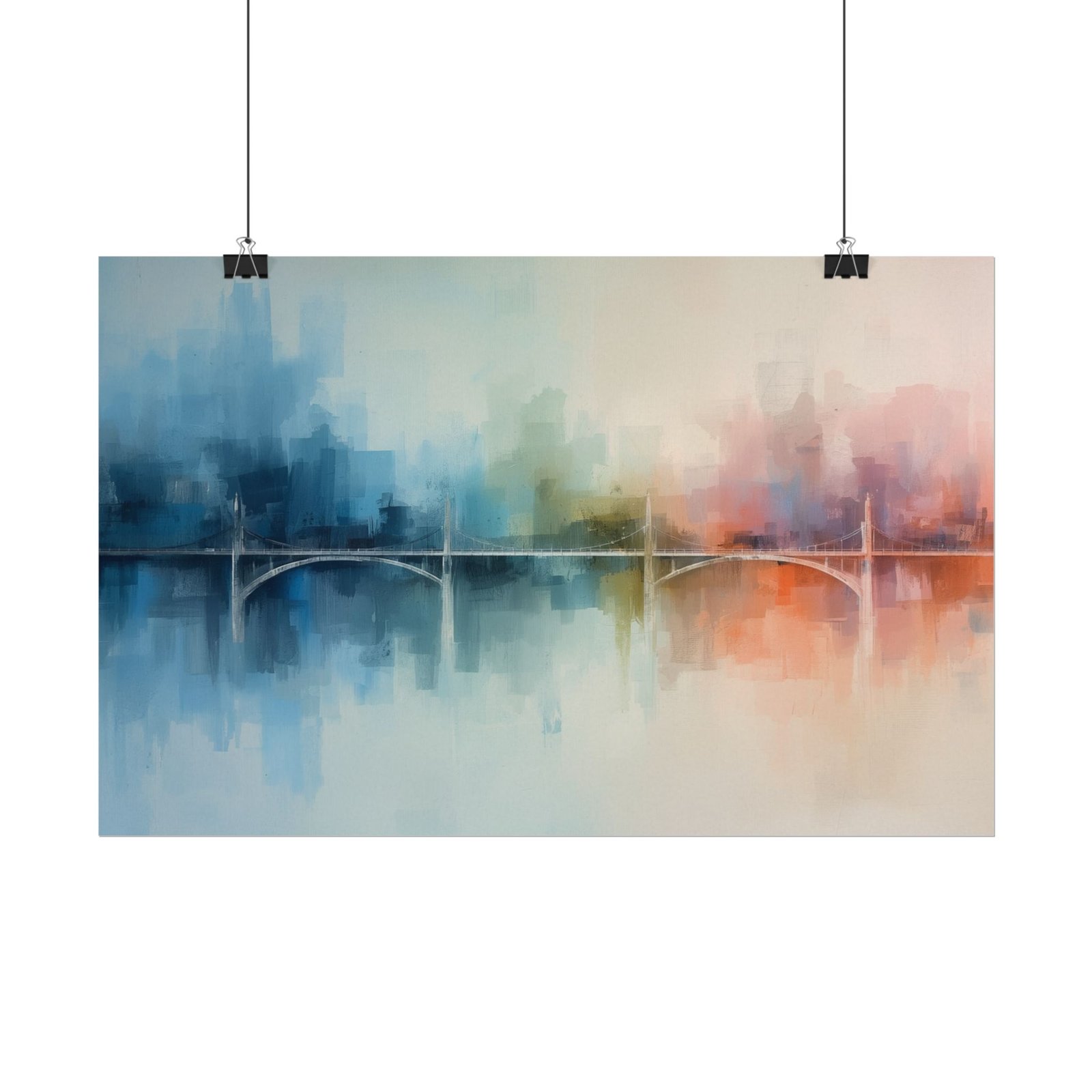 Abstract Geometric Textured Watercolor Cityscape Poster #41 - Image 2