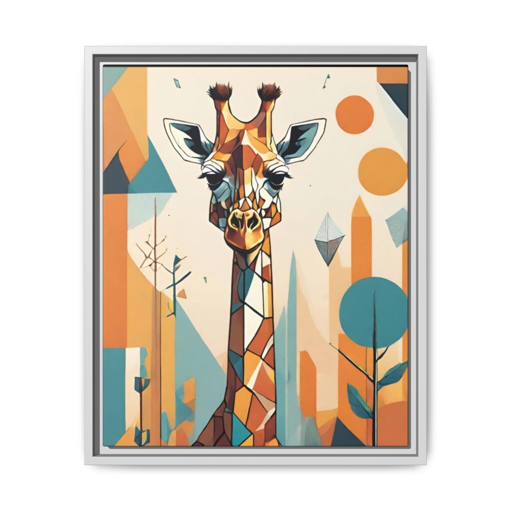 Geometric Giraffe Framed Canvas Print