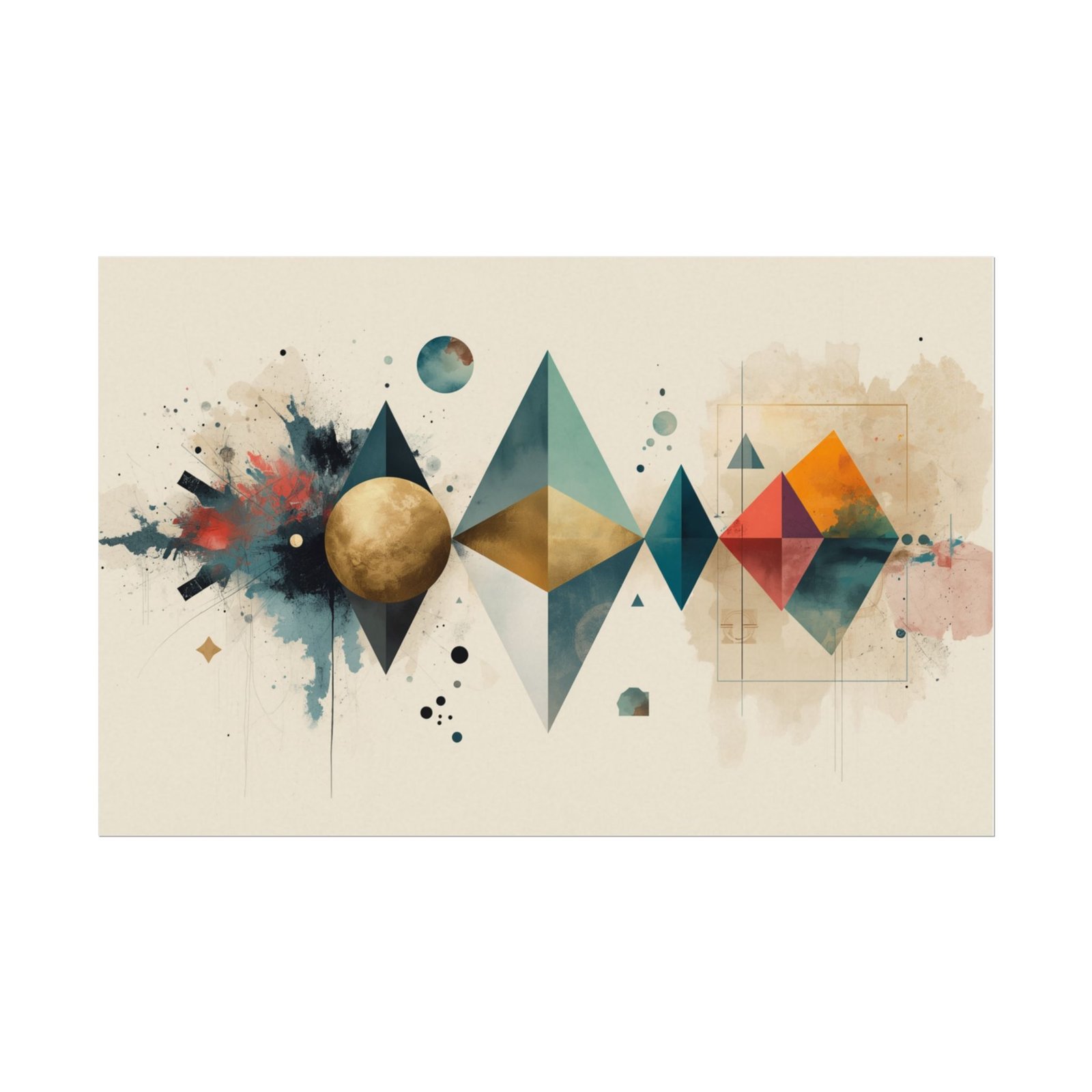 Abstract Geometric Textured Watercolor Matte Poster #8