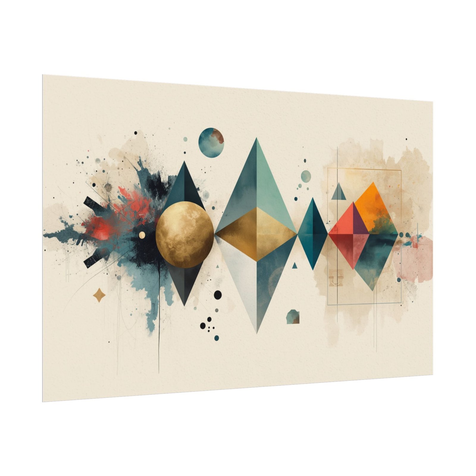 Abstract Geometric Textured Watercolor Matte Poster #8 - Image 3