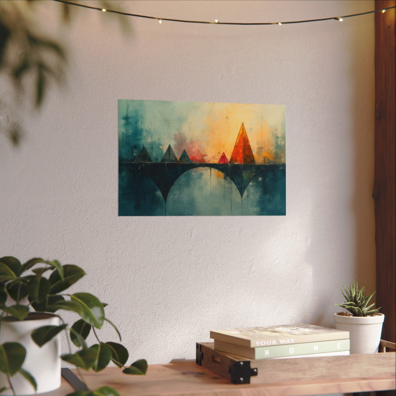Abstract Textured Watercolor Bridge Poster #28— Textured Matte Wall Art - Image 5